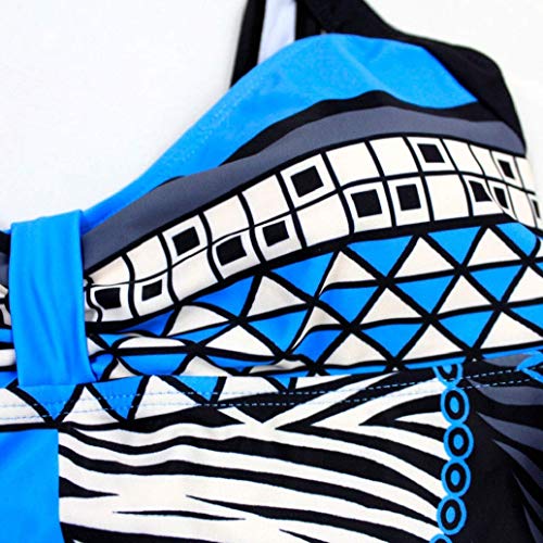 Yuson Girl Mujer Sexy Trajes De Baño Monokini Enterizo Dama Tribal De Cuello Halter Talle Alto Vintage Trajes De Baño Push Up Escote v Backless Padded Bra Crop Top Tiras Triangulo Inferior Alto