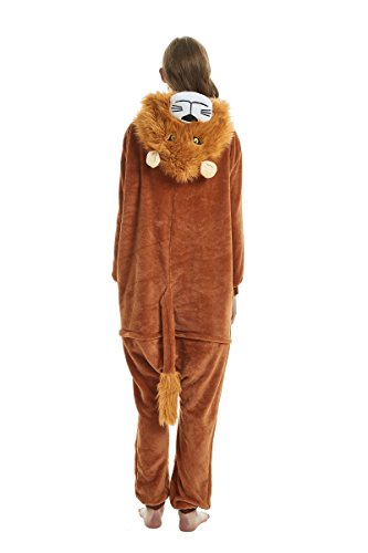 Yuson Girl Pijamas de Unicornio Pijamas de UnaPieza Adulto Pijamas Unisexo Adulto Traje Disfraz Adulto Animal Pyjamas (S:147cm-157cm, León)