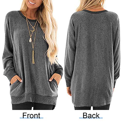 Yuson Girl Sudaderas Mujer Ropa Deportiva con Bolsillo Lateral Jersey Mujer Largo Holgado de Manga Larga Casuales Top Mujer con Diseño de Colores Contrastantes