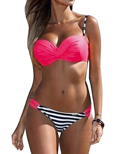 Yuson Girl Tops de Bikini Trajes de Baño Mujer 2018 Sexy Push-up Acolchado Bra Bikini Verano Trajes de Baño (ES38, Rosa)