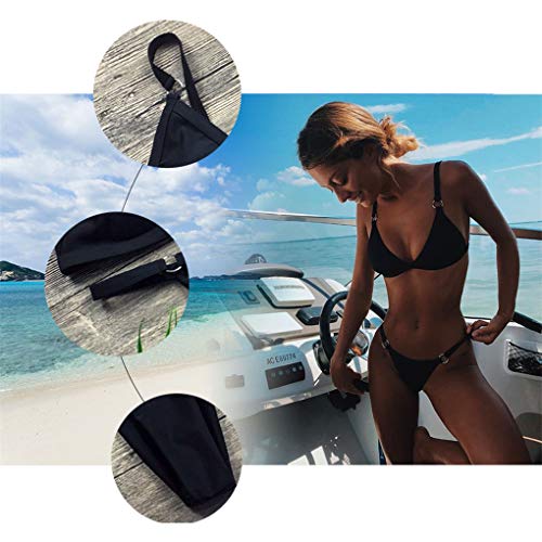 Yutdeng 2021 Verano Conjuntos de Bikinis para Mujer Traje de Baño Triángulo Mujer 2 Piezas Push Up con Relleno Sexy Tanga Brasileño Bikini Color Sólido Playa Natacion