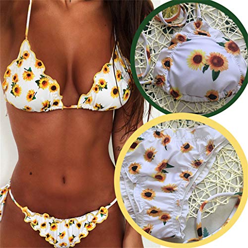 Yutdeng Conjuntos de Bikinis para Mujer Clásico Sexy Ajustable Bikini Triángulo Bañador Push Up Bikini Traje de baño de Tanga de Cintura Baja 2 Piezas Verano