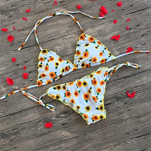 Yutdeng Conjuntos de Bikinis para Mujer Clásico Sexy Ajustable Bikini Triángulo Bañador Push Up Bikini Traje de baño de Tanga de Cintura Baja 2 Piezas Verano