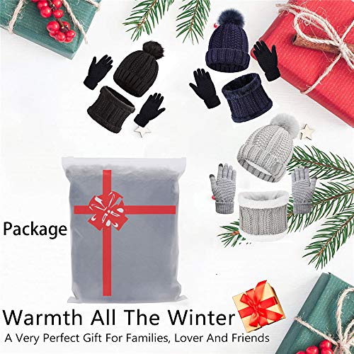 Yutdeng Gorro Bufanda de punto Guantes Invierno Set de Bufanda y Gorro Cuello Suave y Cálida Caliente Guantes de Pantalla Táctil para Mujer Regalos