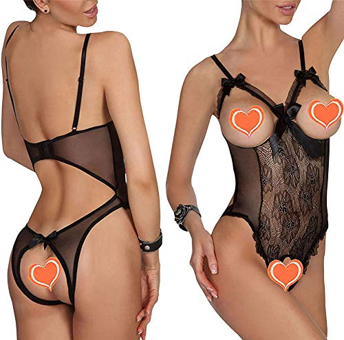 Yutdeng Lencería Mujer Erótica Sexy Ropa Interior Vestido Teddy Lencería Babydoll Bodysuit Atractivo Pijama de Encaje Babydoll Tul Bodysuit