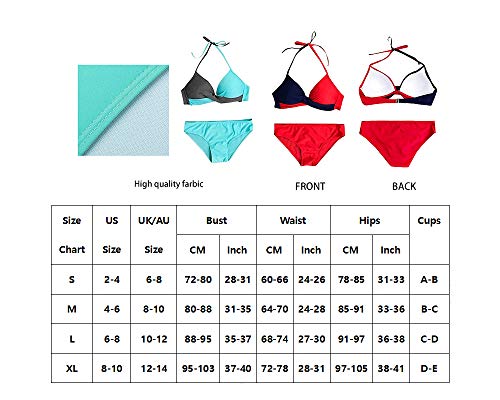 Yutdeng Mujer Cross Bicolor Bikini Dos Piezas Establece Empuja Push up con Relleno Traje de baño Brasileños Ropa de Playa Tanga Zweiteiliger Bikini Set Triangel Gedruckt Mid-Taille