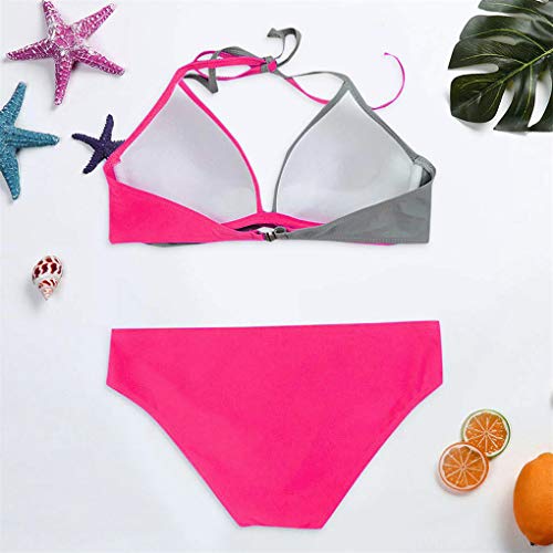 Yutdeng Mujer Cross Bicolor Bikini Dos Piezas Establece Empuja Push up con Relleno Traje de baño Brasileños Ropa de Playa Tanga Zweiteiliger Bikini Set Triangel Gedruckt Mid-Taille