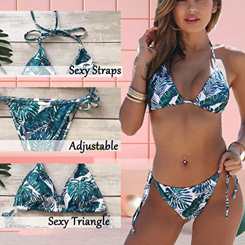 YutdengTraje de Baño Mujer Brasileños Bikini de Tiras con Estampado de Triángulo Sexy Tanga Bikinis Mujer de Dos Piezas Bañador