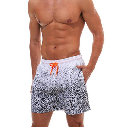 Yvelands Trajes de baño Bañadores de Moda para Hombre Boxer Surf Short Briefs Bañadores Short Men Thermal Sports Bañador acuático de Bolsillo Casual Beach Pants Summer, Cheap Clearance! (Blanco, M)