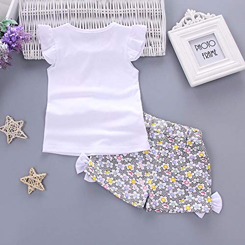 YWLINK 2 UNIDS Trajes De AlgodóN para NiñOs PequeñOs NiñOs BebéS Lolly T-Shirt Tops + Pantalones Cortos Conjunto De Ropa Elegante Estilo Dulce Lindo Bowknot DecoracióN