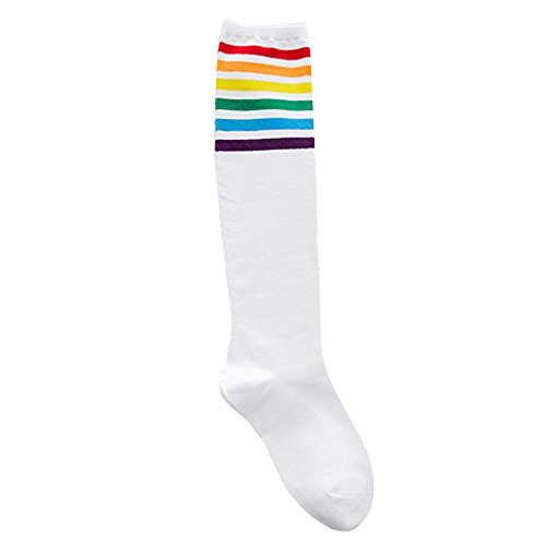 YWLINK Buena Calidad Calcetines De AlgodóN Con Rayas Arcoiris Calcetines Altos Suave Y Transpirable Calcetines Deportivos Antideslizante