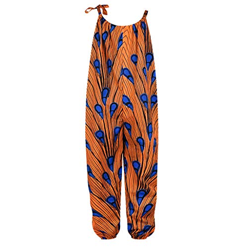 YWLINK Mono Estampado Digital Dashiki Africano NiñA Estilo Nacional Mono Holgado Sin Tirantes con Hombros Al Aire Y Verano Ajustable Ropa Casual NiñA Petos Pantalones De Trabajo(Naranja,4-5 años)