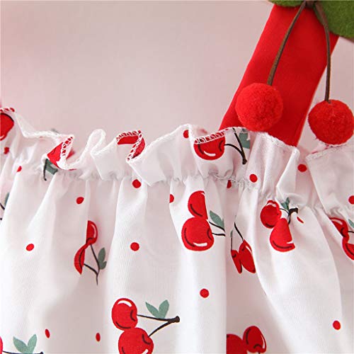 YWLINK NiñAs 2PC Verano Vestido Sin Mangas con Estampado De Cereza con Volantes Vestido De Princesa+Sombrero De Paja Lindo Ropa De NiñOs Muy Bonito Regalo(Rojo,18-24 Months/90/9/10)