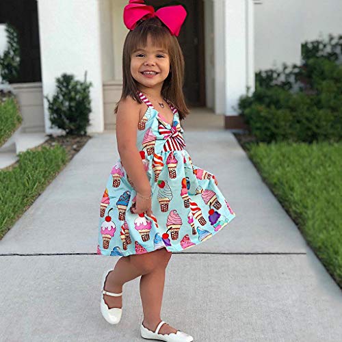 YWLINK NiñAs Vestido,Verano Mezcla De AlgodóN Moda Linda Helado Falda Princesa Vestuario Ropa Playa Fiesta De CumpleañOs Vestido Viajes ActuacióN De Danza(Verde,12-18 meses/90)