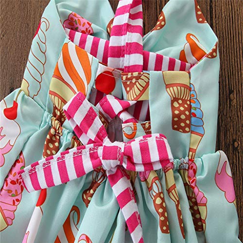 YWLINK NiñAs Vestido,Verano Mezcla De AlgodóN Moda Linda Helado Falda Princesa Vestuario Ropa Playa Fiesta De CumpleañOs Vestido Viajes ActuacióN De Danza(Verde,12-18 meses/90)