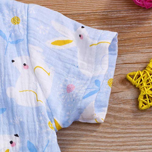 YWLINK ReciéN Nacido NiñO NiñAs Mono Corto De Manga Corta con Estampado De Dibujos Animados Kimono De Gasa Pijama Mameluco CóModo Bautismo Primer Regalo CumpleañOs Ropa(Azul Claro,12-18 meses/80)