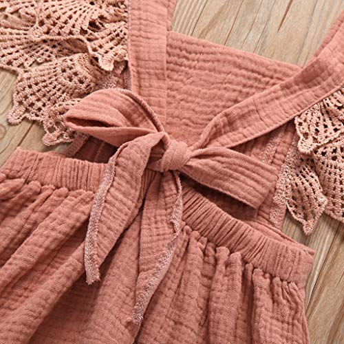 YWLINK Verano Mezcla De AlgodóN Ropa Infantil del Vestido De La Princesa del SóLido Sin Mangas del CordóN De La NiñA Infantil del Bebé Princesa Fiesta Princesa Fiesta Ropa Casual 6 Meses A 3 AñOs
