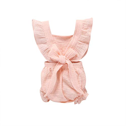 YWLINK Verano ReciéN Nacido Sin Mangas Bebé NiñA NiñO SóLido Encaje Arco Mameluco Ropa Trajes Bautismo De NiñOs Al Aire Libre Fiesta 6-24 Meses