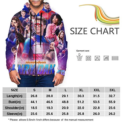 YYdg Dan-Ger Hen-ry Sudaderas con Capucha y Cremallera Sudadera con Capucha Hombre 's Cozy Boy Tops Negro