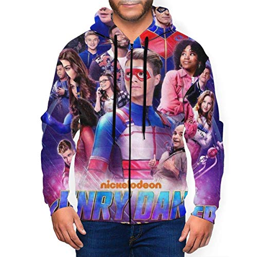 YYdg Dan-Ger Hen-ry Sudaderas con Capucha y Cremallera Sudadera con Capucha Hombre 's Cozy Boy Tops Negro