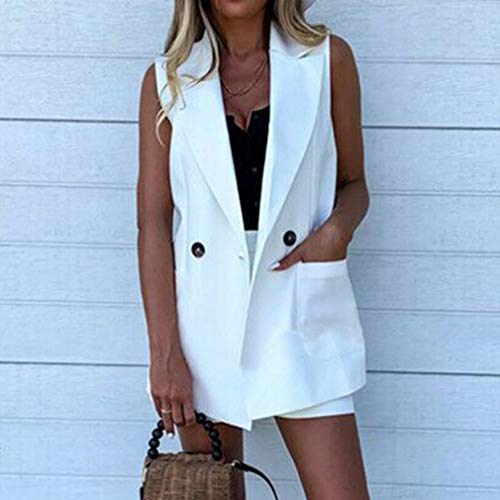 Yying Work OL Suit Blazer+Shorts Trajes Set Turn Down Collar Chaleco y Pantalones Cortos Mujeres Chic Suit Office Sets 2Piezas Conjuntos