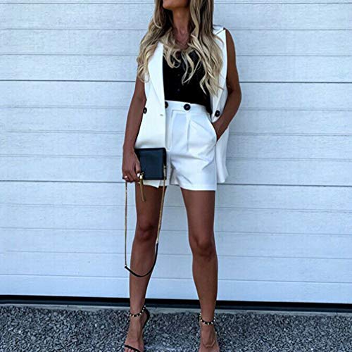 Yying Work OL Suit Blazer+Shorts Trajes Set Turn Down Collar Chaleco y Pantalones Cortos Mujeres Chic Suit Office Sets 2Piezas Conjuntos