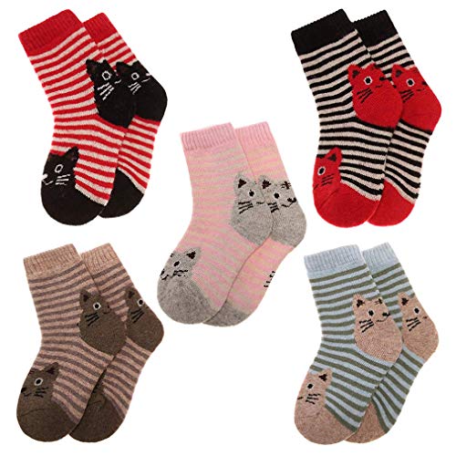 Z-Chen Pack de 5 Pares Calcetines Térmicos de Invierno para Niñas, 7-10 Años