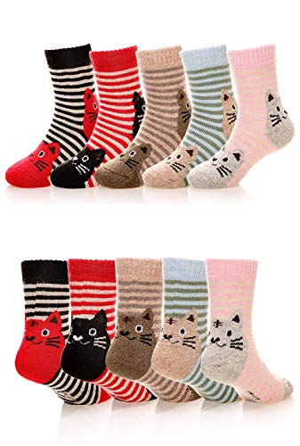 Z-Chen Pack de 5 Pares Calcetines Térmicos de Invierno para Niñas, 7-10 Años