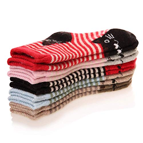 Z-Chen Pack de 5 Pares Calcetines Térmicos de Invierno para Niñas, 7-10 Años