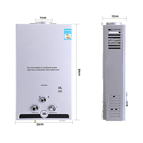 Z ZELUS 10L Calentador de Agua LPG Calentador de Agua Instantáneo 20KW Calentador de Agua de Gas Licuado de Petróleo sin Tanque (10L)