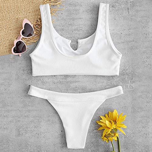 ZAFUL - Bikini de dos piezas para mujer Blanco M