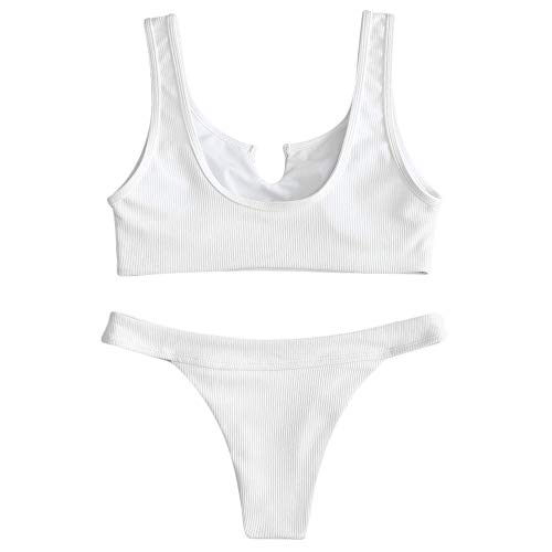 ZAFUL - Bikini de dos piezas para mujer Blanco M