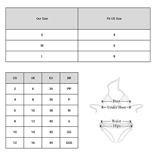 ZAFUL Bikini de dos piezas para mujer, diseño de flores y volantes, corte alto, traje de baño naranja S