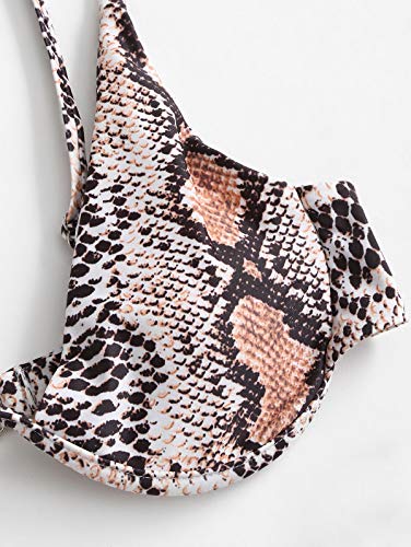 ZAFUL Bikini de dos piezas para mujer, diseño de leopardo, cruzado, push up, acolchado, traje de baño Patrón de serpiente1. S