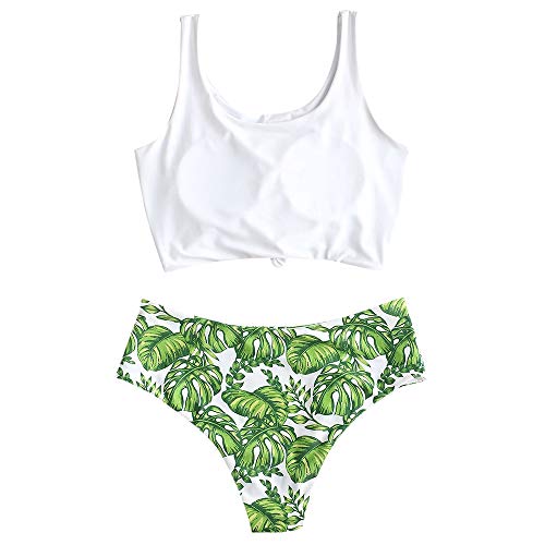 Zaful - Bikini para mujer acolchado con diseño de hojas tropicales Multib S
