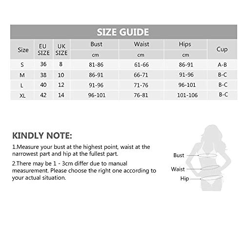 ZAFUL Bikini Set de Dos Piezas Floral Corte Alto Bikini con Arco & V Bañador para Mujer (Verde, L)