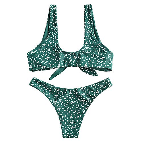 ZAFUL Conjunto de bikini brasileño acolchado para mujer verde-2 M