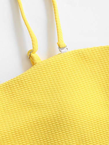 Zaful - Conjunto de bikini con tirantes, acolchado y texturizado para mujer amarillo-1 S