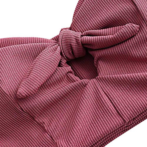 ZAFUL Conjunto de bikini de dos piezas con estampado de margaritas y cordones, para mujer Rosa. L