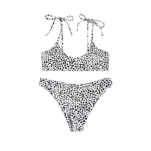 ZAFUL - Conjunto de bikini de dos piezas para mujer, parte superior acolchada con tirantes ajustables, parte inferior de corte alto Weiß-a. M