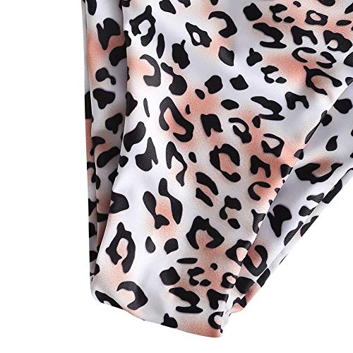 ZAFUL - Conjunto de bikini para mujer, banda sin tirantes con cordón y traje de baño de color liso con rouches A-2-leopard S