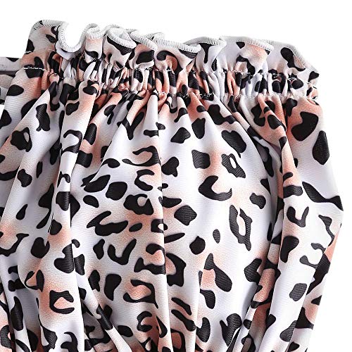ZAFUL - Conjunto de bikini para mujer, banda sin tirantes con cordón y traje de baño de color liso con rouches A-2-leopard S