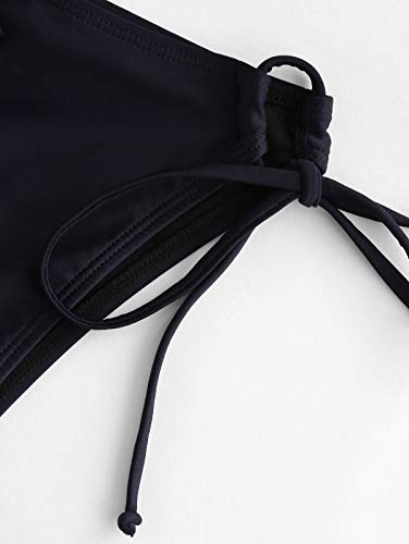 ZAFUL Conjunto de bikini para mujer con cuello en U, parte superior de malla de 3 piezas Negro S
