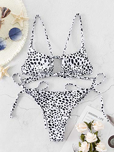 ZAFUL Juego de Bikini Acolchado de Dos Piezas, impresión Tie-Dye, Corbata Hueca triángulo bañador para Verano (Blanco, M)