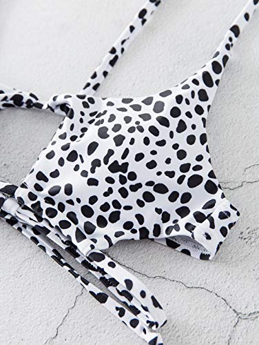 ZAFUL Juego de Bikini Acolchado de Dos Piezas, impresión Tie-Dye, Corbata Hueca triángulo bañador para Verano (Blanco, M)
