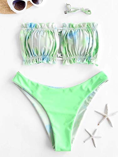 ZAFUL Tie Dye - Bikini de corte alto para mujer Multi-d S