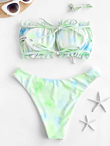 ZAFUL Tie Dye - Bikini de corte alto para mujer Multi-d S