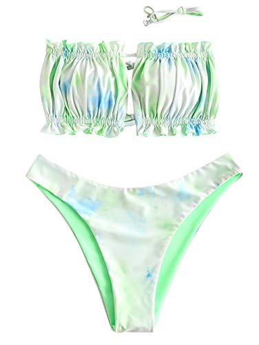 ZAFUL Tie Dye - Bikini de corte alto para mujer Multi-d S