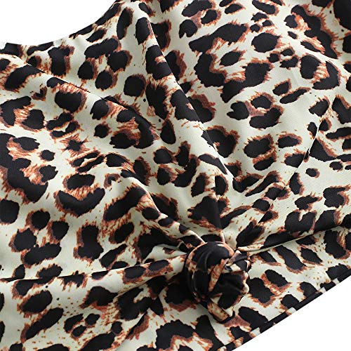 ZAFUL Traje de baño de dos piezas para mujer, estampado de leopardo animal, anudado, talle alto, tankini leopardo XL