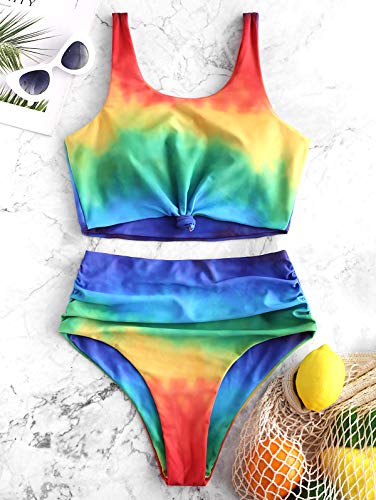 ZAFUL Traje de baño de Dos Piezas Tankini Bikini Bowie para Mujer ACR Across (Color A, M (EU 38))